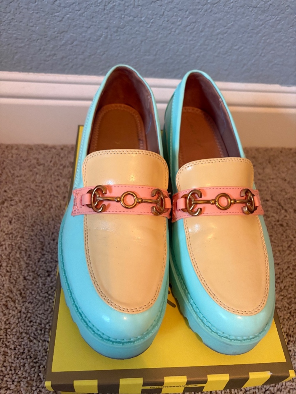 circus ny mint green lug sole loafers